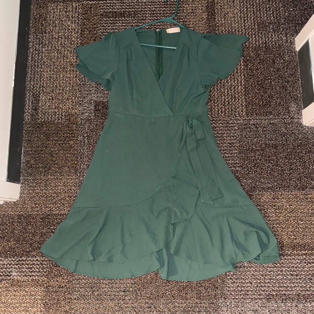 Darkish Green Midi Dress Size Large (fits more like a medium) Altar’g State